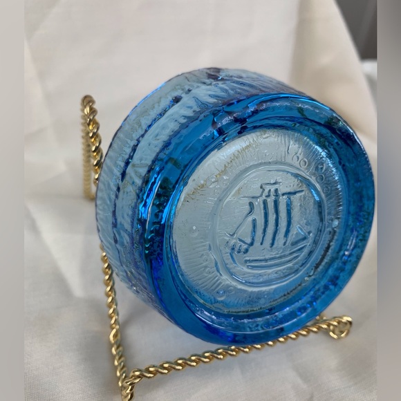 Vintage Wheaton Glass Blue Glass NULINE Individual Ashtray Sailboat - Picture 7 of 10